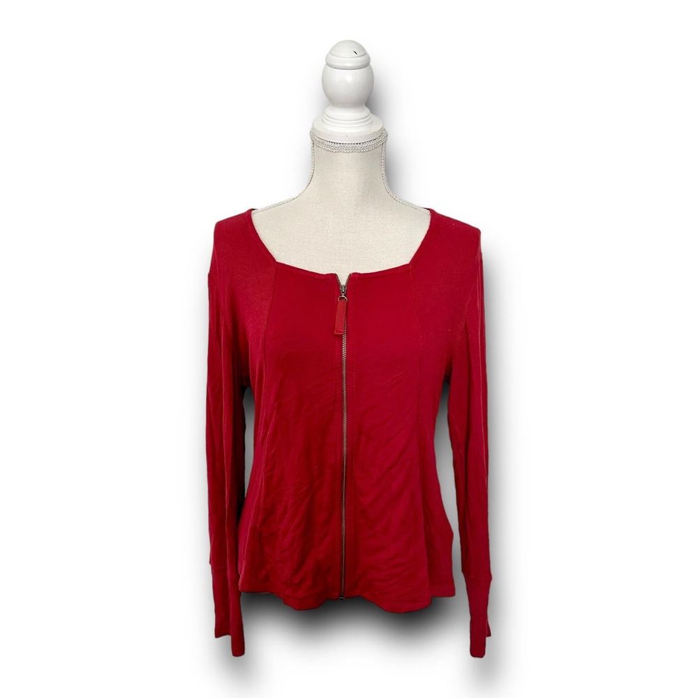 Soft Surroundings Bellissima Full Zip Top Red Large